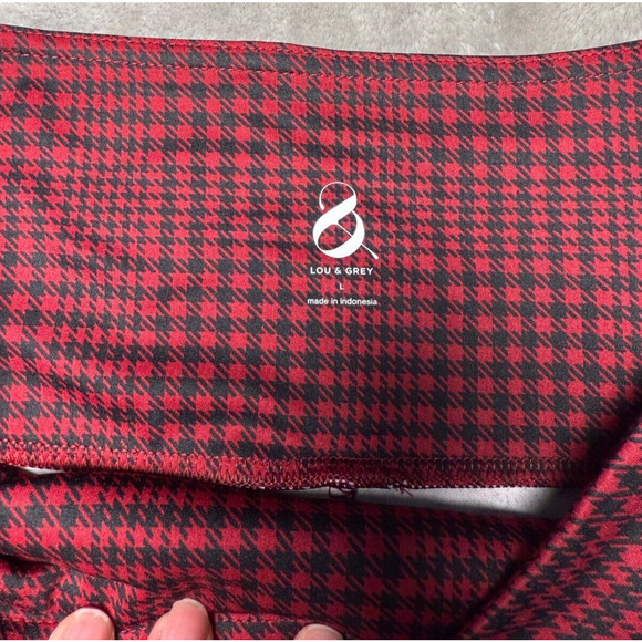 Loft Lou & Grey Red Plaid Flare Leggings Womens Size Large NEW - Picture 7 of 9